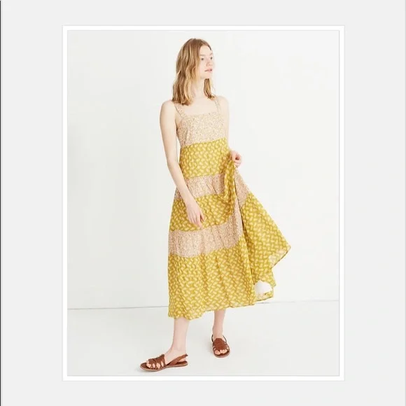 Madewell Print-Mix Tiered Midi Dress Jaipur Floral - Picture 3 of 4